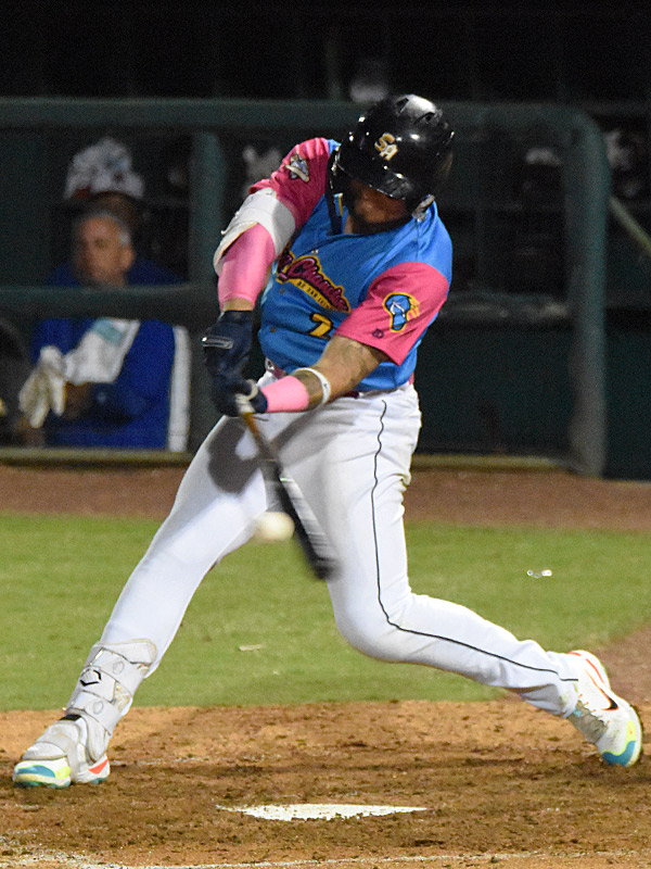Tirso Ornelas' two-run double in the seventh inning put the Missions in front for good. The San Antonio Missions beat the Amarillo Sod Poodles 5-4 on Thursday, April 25, 2023, at Wolff Stadium. - photo by Joe Alexander