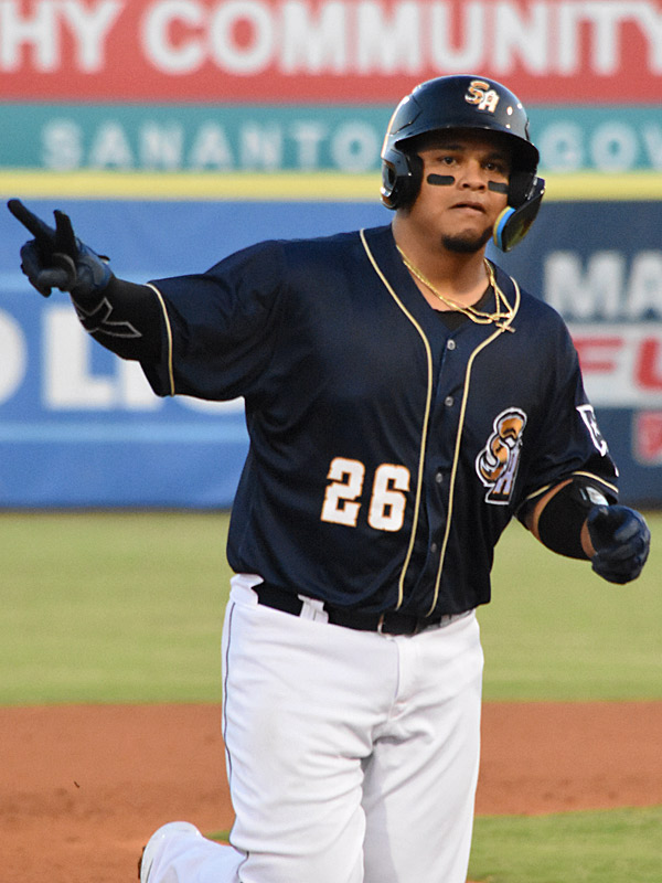 Yorman Rodriguez hit a home run in his first home game since joining the Missions. The San Antonio Missions beat the Wichita Wind Surge 6-5 on Tuesday, June 6, 2023, at Wolff Stadium. - photo by Joe Alexander