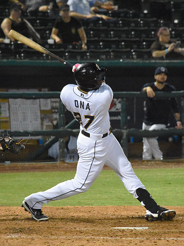 Jorge Ona had two hits including his third home run of the season. The San Antonio Missions beat the Wichita Wind Surge 10-4 on Wednesday, June 7, 2023, at Wolff Stadium. - photo by Joe Alexander