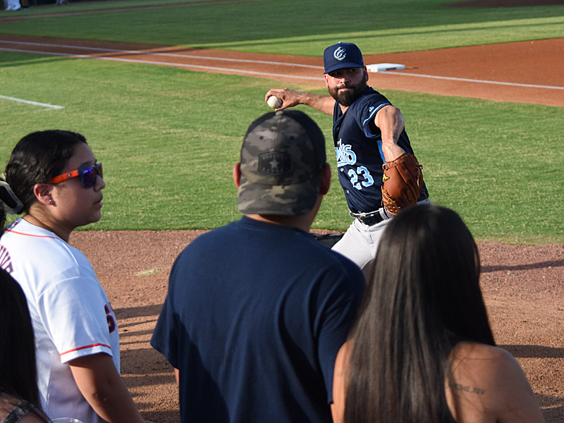 Jose Urquidy warms up in the bullpen in front of fans at Wolff Stadium before Tuesday's game. The Houston Astros' Jose Urquidy pitched against the San Antonio Missions at Wolff Stadium on Tuesday, July 25, 2023, as part of a rehab assignment. - photo by Joe Alexander