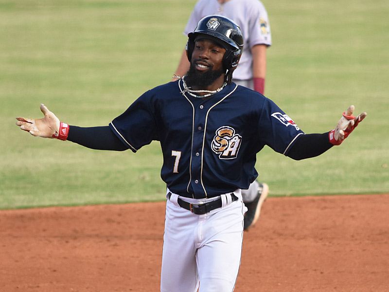 Daniel Johnson's home run gave the Missions a 4-1 lead. The Frisco RoughRiders beat the San Antonio Missions 6-4 on Sunday, July 2, 2023, at Wolff Stadium. - photo by Joe Alexander