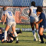 Brittany Holden scores the second goal in a 2-1 victory over Texas A&M-Corpus Christi in a women's soccer preseason exhibition on Sunday, August 6, 2023, at UTSA Park West Athletic Complex. - photo by Joe Alexander