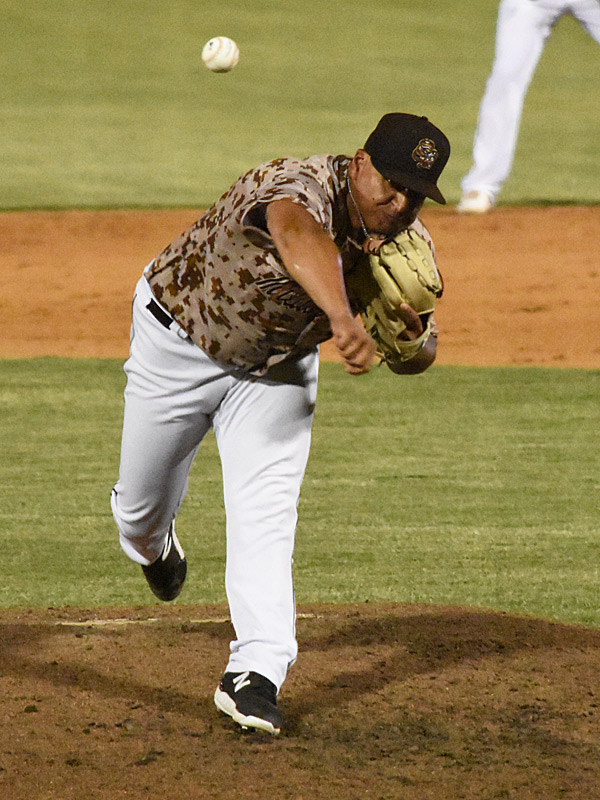 Efrain Contreras pitched the ninth inning to earn the save. The San Antonio Missions beat the Midland RockHounds 1-0 on Friday, Aug. 18, 2023, at Wolff Stadium. - photo by Joe Alexander