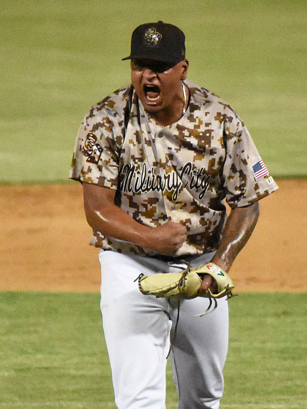 Efrain Contreras pitched the ninth inning to earn the save. The San Antonio Missions beat the Midland RockHounds 1-0 on Friday, Aug. 18, 2023, at Wolff Stadium. - photo by Joe Alexander