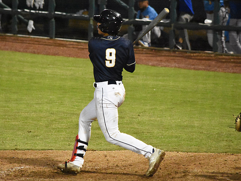 San Diego Padres prospect and new San Antonio Missions catcher Ethan Salas ended Tuesday's game with a walk-off double in the 10th inning. The Missions beat the Amarillo Sod Poodles 8-7 on Tuesday, Aug. 22, 2023, at Wolff Stadium. - photo by Joe Alexander