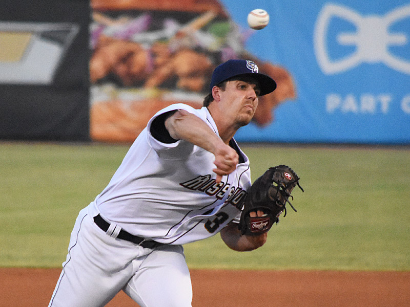 Missions starter Ryan Bergert struck out nine batters while holding the Sod Poodles scoreless for six innings. The San Antonio Missions lost to the Amarillo Sod Poodles 1-0 on Friday, Aug. 25, 2023, at Wolff Stadium. - photo by Joe Alexander