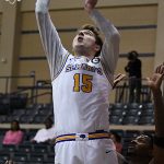 Tyler Caron. The St. Mary's men's basketball team rolled to a 90-57 victory over Arkansas-Fort Smith on Thursday, Jan. 18, 2024, at Greehey Arena. - photo by Joe Alexander