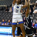 Teanna Huggins. St. Mary's women's basketball beat Arkansas-Fort Smith 59-57 on Thursday, Jan. 18, 2024, at Greehey Arena. - photo by Joe Alexander