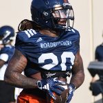 Robert Henry Jr. at UTSA spring practice in March, 2025. - photo by Joe Alexander