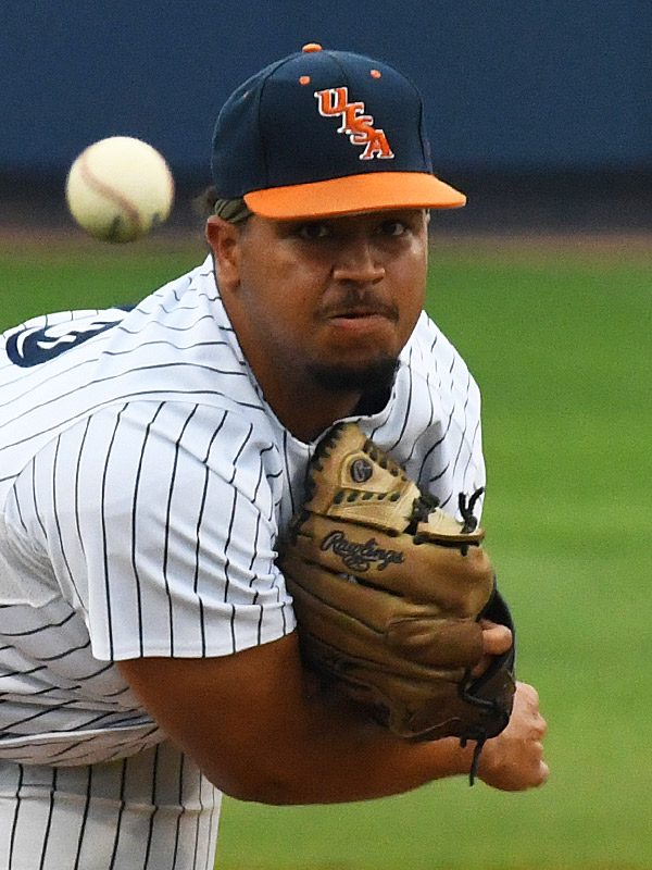 Braylon Owens made his first start of the 2024 season and allowed one run in 6 1/3 innings against Wichita State on Saturday, May 4, 2024, at Roadrunner-Field. - Photo by Joe Alexander