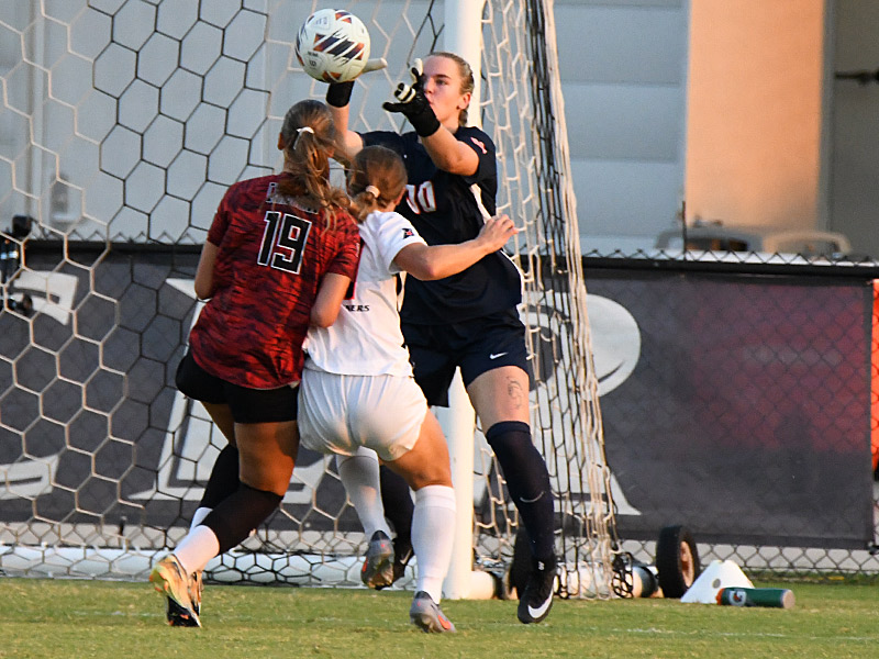 UTSA's Jasmine Kessler, playing against Lamar on Sunday, was named the American Athletic Conference women's soccer goalkeeper of the week. - photo by Joe Alexander