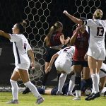 UTSA goaltender Jasmine Kessler made a save on a penalty kick with one second left on the game clock in the Roadrunners' 1-0 victory over Lamar on Sunday at Park West Athletics Complex. - photo by Joe Alexander
