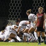UTSA goaltender Jasmine Kessler made a save on a penalty kick with one second left on the game clock in the Roadrunners' 1-0 victory over Lamar on Sunday at Park West Athletics Complex. - photo by Joe Alexander