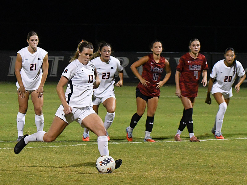 Zoe May scored the only goal on a penalty kick in UTSA women's soccer's 1-0 victory over Lamar on Sunday night at Park West Athletic Complex. - photo by Joe Alexander