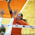 Caroline Krueger. UTSA volleyball lost to Texas State 3-1 on Saturday, Aug. 30, 2025, at the Convocation Center. - photo by Joe Alexander