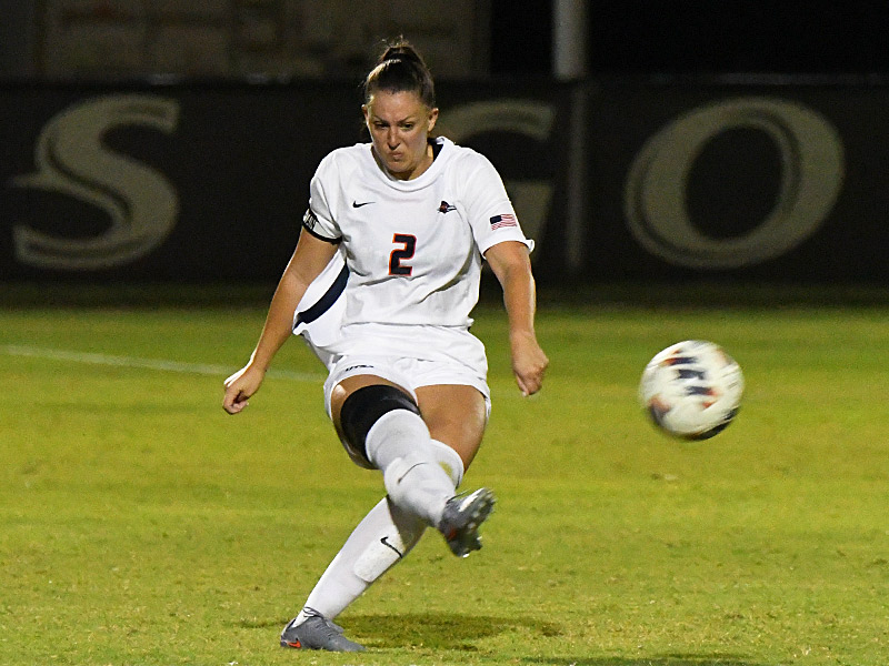 Kameron Kloza's free kick in the final minute as UTSA tied with Houston 0-0 in the women's soccer season opener on Thursday night, Aug. 14, 2025, at Park West Athletics Complex. - photo by Joe Alexander