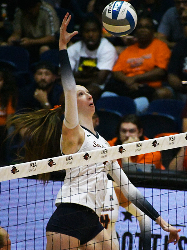UTSA's Caroline Tredwell had six kills in the Roadrunners' season opener against Stephen F. Austin on Friday at the Convocation Center. - photo by Joe Alexander