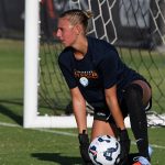 UTSA goalkeeper Brilynn Mueller in pregame warmups at Sunday's exhibition against A&M-Corpus Christi at UTSA Park West. - photo by Joe Alexander