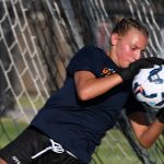UTSA goalkeeper Brilynn Mueller in pregame warmups at Sunday's exhibition against A&M-Corpus Christi at UTSA Park West. - photo by Joe Alexander