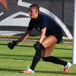 UTSA goalkeeper Brilynn Mueller in pregame warmups at Sunday's exhibition against A&M-Corpus Christi at UTSA Park West. - photo by Joe Alexander