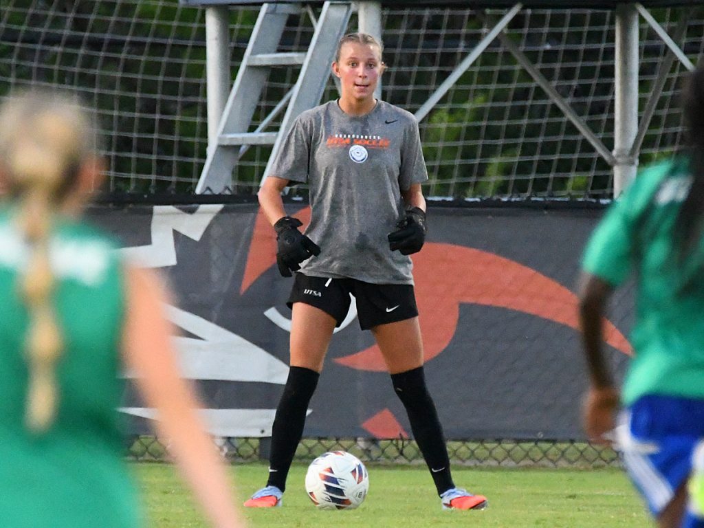 UTSA goalkeeper Brilynn Mueller at Sunday's exhibition against A&M-Corpus Christi at UTSA Park West. - photo by Joe Alexander