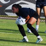 UTSA goalkeeper Jaelyn Bracamonte in pregame warmups at Sunday's exhibition against A&M-Corpus Christi at UTSA Park West. - photo by Joe Alexander