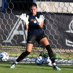 UTSA goalkeeper Jaelyn Bracamonte in pregame warmups at Sunday's exhibition against A&M-Corpus Christi at UTSA Park West. - photo by Joe Alexander