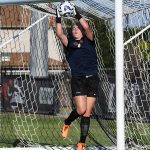 UTSA goalkeeper Jasmine Kessler in pregame warmups at Sunday's exhibition against A&M-Corpus Christi at UTSA Park West. - photo by Joe Alexander
