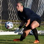 UTSA goalkeeper Jasmine Kessler in pregame warmups at Sunday's exhibition against A&M-Corpus Christi at UTSA Park West. - photo by Joe Alexander