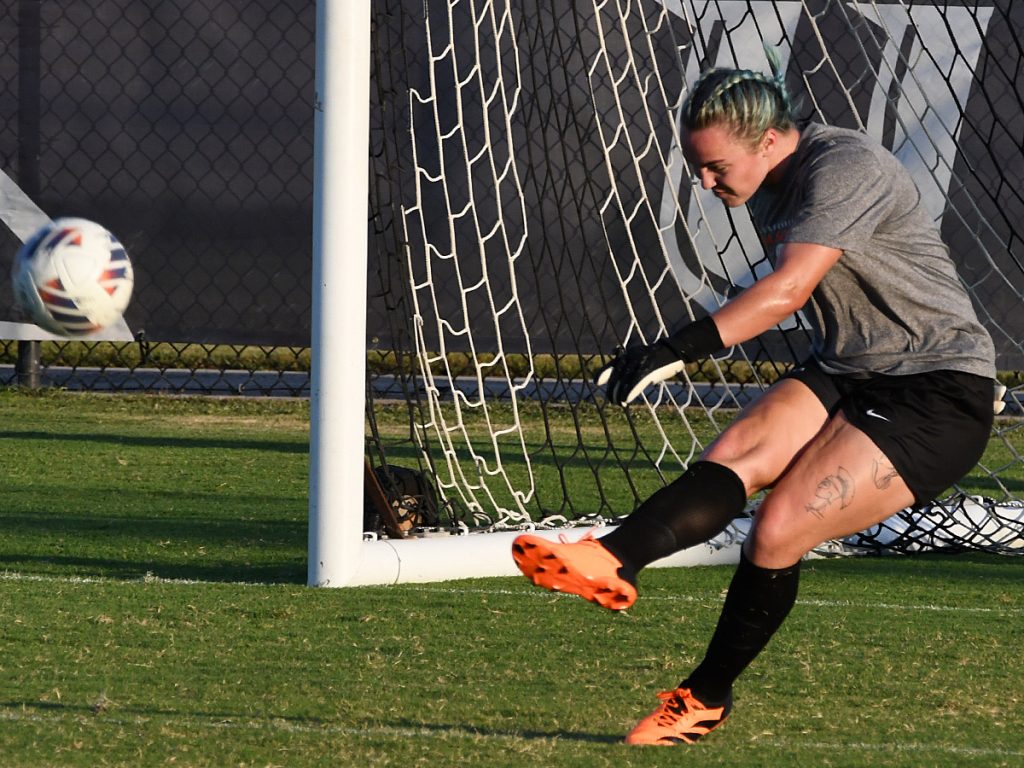 UTSA goalkeeper Jasmine Kessler at Sunday's exhibition against A&M-Corpus Christi at UTSA Park West. - photo by Joe Alexander