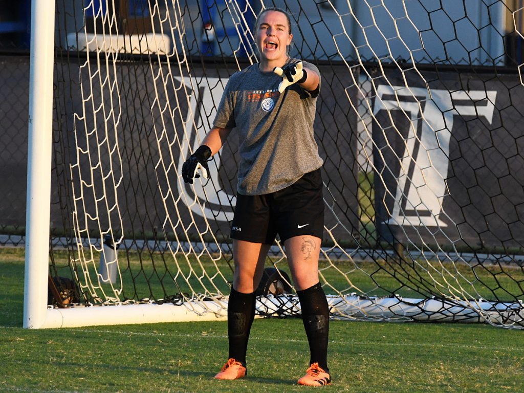 UTSA goalkeeper Jasmine Kessler at Sunday's exhibition against A&M-Corpus Christi at UTSA Park West. - photo by Joe Alexander