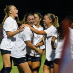 UTSA players celebrate after Brooklyn Bailey scored UTSA's third goal in the 48th minute in a 6-0 exhibition victory over A&M-Corpus Christi on Sunday, Aug. 3, 2025, at Park West. - photo by Joe Alexander