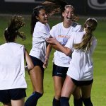 UTSA players celebrate after Ava Jackson scored UTSA's sixth goal in the 81st minute in a 6-0 exhibition victory over A&M-Corpus Christi on Sunday, Aug. 3, 2025, at Park West. - photo by Joe Alexander