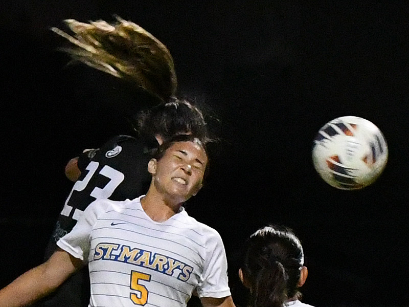 UTSA's Brooklyn Bailey (23) went high to score her first collegiate goal on a header in a a 3-0 victory over St. Mary's on Thursday, Aug. 21, 2025, at Park West Athletics Complex. - photo by Joe Alexander