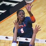 Gigi Mason. East Carolina 3-0 in American Athletic Conference volleyball on Sunday, Oct. 19, 2025, at the Convocation Center. - photo by Joe Alexander