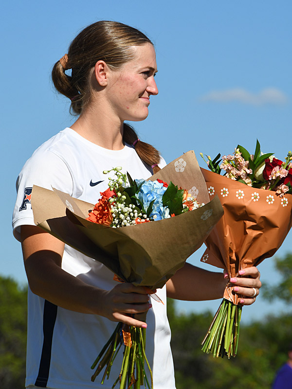 Rylee Miller is honored after Sunday's final home soccer game of the season at Park West. - Photo by Joe Alexander