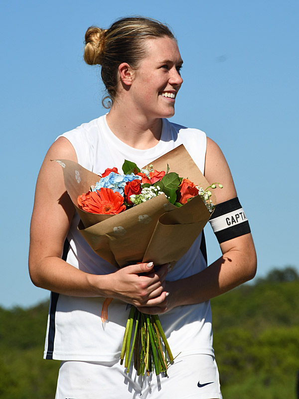 Zoe May is honored after Sunday's final home soccer game of the season at Park West. - Photo by Joe Alexander