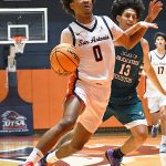 Dorian Hayes. UTSA beat College of Biblical Studies 97-30 in the men's basketball season opener on Wednesday, Nov. 5, 2025, at the Convocation Center. -photo by Joe Alexander