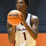 Kaido Rayfield. UTSA beat College of Biblical Studies 97-30 in the men's basketball season opener on Wednesday, Nov. 5, 2025, at the Convocation Center. -photo by Joe Alexander