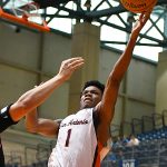 Kaido Rayfield. Southern Illinois Edwardsville (SIUE) beat UTSA 77-60 in men's basketball on Friday, Nov. 7, 2025, at the Convocation Center. - Photo by Joe Alexander