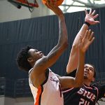 Kaido Rayfield. Southern Illinois Edwardsville (SIUE) beat UTSA 77-60 in men's basketball on Friday, Nov. 7, 2025, at the Convocation Center. - Photo by Joe Alexander