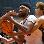 Mo Njie. UTSA beat College of Biblical Studies 97-30 in the men's basketball season opener on Wednesday, Nov. 5, 2025, at the Convocation Center. -photo by Joe Alexander