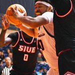 Mo Njie. Southern Illinois Edwardsville (SIUE) beat UTSA 77-60 in men's basketball on Friday, Nov. 7, 2025, at the Convocation Center. - Photo by Joe Alexander