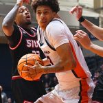 Matheo Coffi. Southern Illinois Edwardsville (SIUE) beat UTSA 77-60 in men's basketball on Friday, Nov. 7, 2025, at the Convocation Center. - Photo by Joe Alexander
