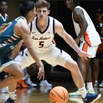 Pierce Spencer. UTSA beat College of Biblical Studies 97-30 in the men's basketball season opener on Wednesday, Nov. 5, 2025, at the Convocation Center. -photo by Joe Alexander