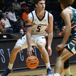 Pierce Spencer. UTSA beat College of Biblical Studies 97-30 in the men's basketball season opener on Wednesday, Nov. 5, 2025, at the Convocation Center. -photo by Joe Alexander