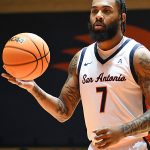 Jamir Simpson. UTSA beat College of Biblical Studies 97-30 in the men's basketball season opener on Wednesday, Nov. 5, 2025, at the Convocation Center. -photo by Joe Alexander