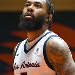 Jamir Simpson. UTSA beat College of Biblical Studies 97-30 in the men's basketball season opener on Wednesday, Nov. 5, 2025, at the Convocation Center. -photo by Joe Alexander