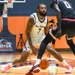 Jamir Simpson. Southern Illinois Edwardsville (SIUE) beat UTSA 77-60 in men's basketball on Friday, Nov. 7, 2025, at the Convocation Center. - Photo by Joe Alexander