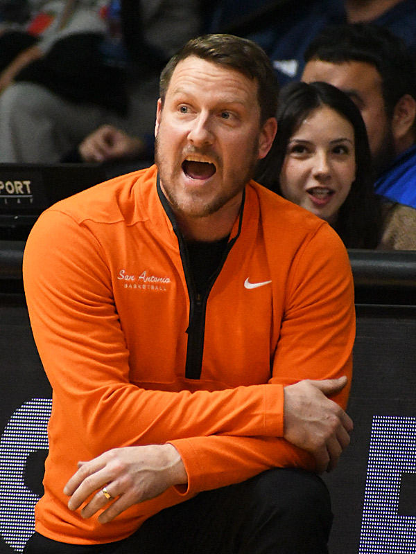 Roadrunners coach Austin Claunch on the sideline as UTSA men's basketball lost to South Alabama 82-58 on Sunday, Nov. 30, 2025, at the Convocation Center. - photo by Joe Alexander